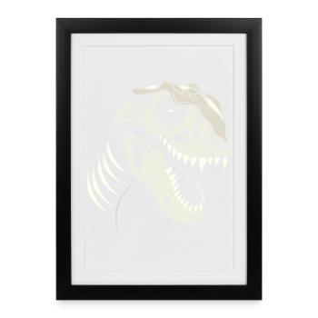 Crâne de dinosaure Tyrannosaurus Rex Dino Head - Affiche encadrée (27 × 37 cm) - noir - Devant