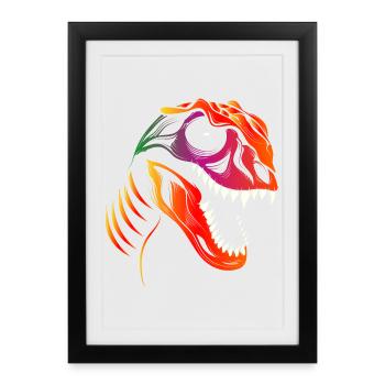 Crâne de dinosaure coloré tête de Tyrannosaurus Rex - Affiche encadrée (27 × 37 cm) - noir - Devant