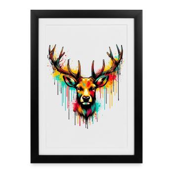 Cerf - Affiche encadrée (27 × 37 cm) - noir - Devant