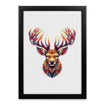 Cerf - Affiche encadrée (27 × 37 cm) - noir - Devant