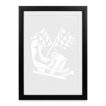 Sim Racing Gaming Flag Icon Racer Logo icon - Framed poster (27 × 37 cm) - black - Front