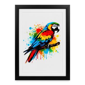 Perroquet - Affiche encadrée (27 × 37 cm) - noir - Devant