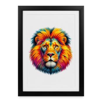 Lion - Affiche encadrée (27 × 37 cm) - noir - Devant