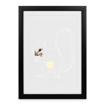Squirrel lineart - Framed poster (27 × 37 cm) - black - Front