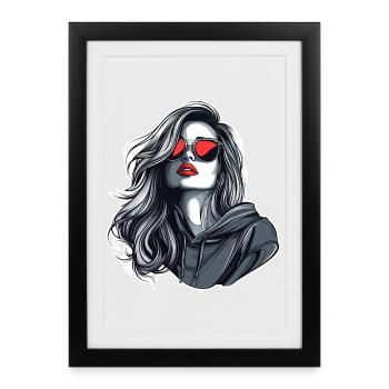 Gray Glamour Hoodie Girl - Framed poster (27 × 37 cm) - black - Front