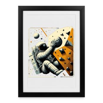 Bouldering Astronaut Spaceman Gift - Framed poster (27 × 37 cm) - black - Front