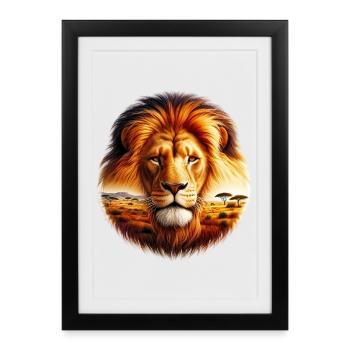 Lion - Framed poster (27 × 37 cm) - black - Front