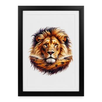 Lion - Affiche encadrée (27 × 37 cm) - noir - Devant