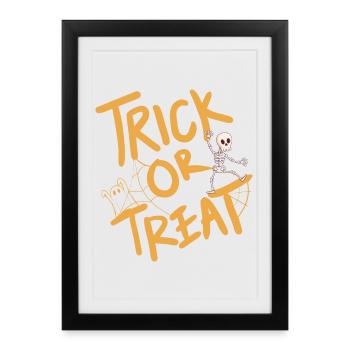 Creative Halloween design with pumpkin and skeleton - Framed poster (27 × 37 cm) - black - Front