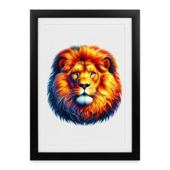 Lion - Affiche encadrée (27 × 37 cm) - noir - Devant