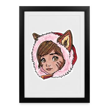 Le Petit Chaperon Rouge en petit loup - Affiche encadrée (27 × 37 cm) - noir - Devant