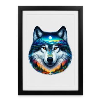 Wolf - Gerahmtes Poster (27 × 37 cm) - Schwarz - Vorne