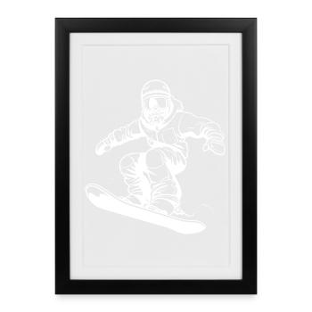Snowboarder Skizze - Gerahmtes Poster (27 × 37 cm) - Schwarz - Vorne
