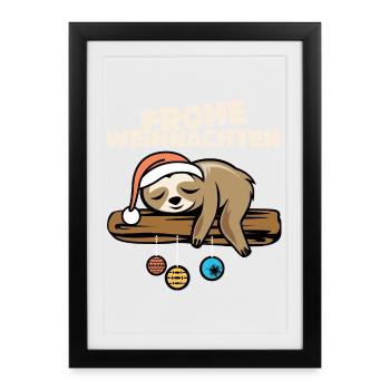 Merry Christmas sloth comic cartoon icon - Framed poster (27 × 37 cm) - black - Front