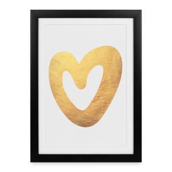 Yoga Coeur Amour Or Noël Symbole Amour Luxe - Affiche encadrée (27 × 37 cm) - noir - Devant