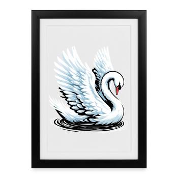 Cygne - Affiche encadrée (27 × 37 cm) - noir - Devant