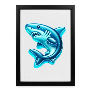 Shark - Framed poster (27 × 37 cm) - black - Front