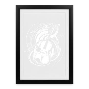 Geige Zeichnung - Gerahmtes Poster (27 × 37 cm) - Schwarz - Vorne
