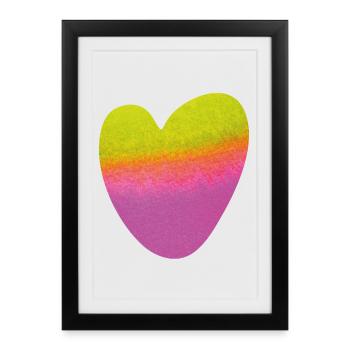 Coeur Aquarelle Symbole Amour Peinture Amour Mariage - Affiche encadrée (27 × 37 cm) - noir - Devant