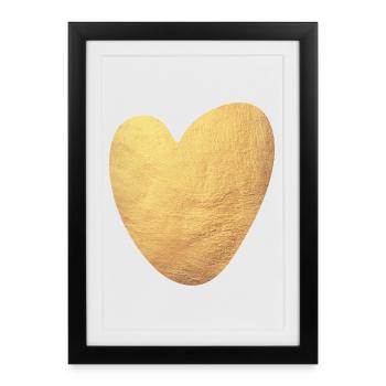 Gold Heart Yoga Love Luxury Love Symbol Wedding - Framed poster (27 × 37 cm) - black - Front