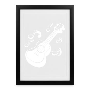 Ukulele Grafik - Gerahmtes Poster (27 × 37 cm) - Schwarz - Vorne