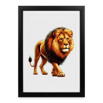 Lion - Framed poster (27 × 37 cm) - black - Front