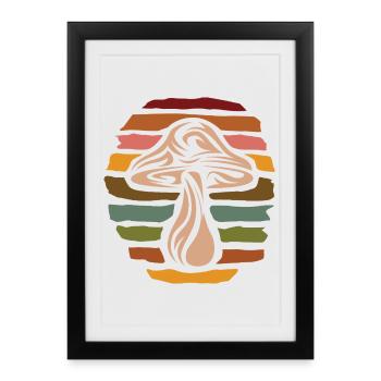Retro mushroom collector - nature vintage design - Framed poster (27 × 37 cm) - black - Front