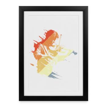 Violoniste Look Rétro - Affiche encadrée (27 × 37 cm) - noir - Devant
