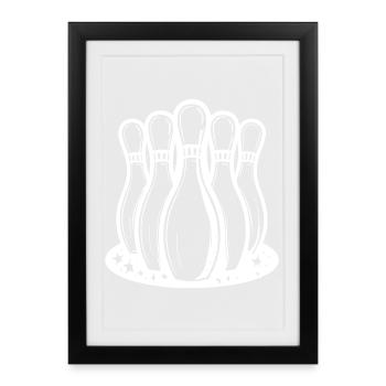 Quilles de bowling style dessin animé - Affiche encadrée (27 × 37 cm) - noir - Devant