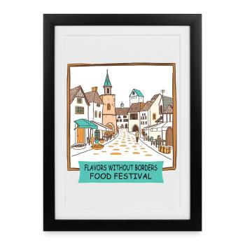 Fête de la cuisine de rueval - Affiche encadrée (27 × 37 cm) - noir - Devant