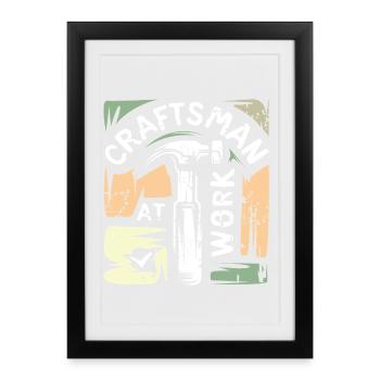 Logo vintage Craftsman - Bricoleur et Bricoleur - Affiche encadrée (27 × 37 cm) - noir - Devant