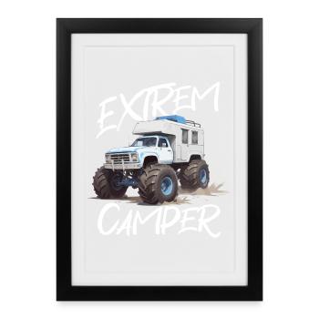 Abenteuerlicher Off-Road Camper Truck - Gerahmtes Poster (27 × 37 cm) - Schwarz - Vorne