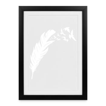 Conception de vol d’oiseau de la liberté à plumes - Affiche encadrée (27 × 37 cm) - noir - Devant