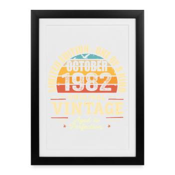Rétro Octobre 1982 - birthday october 1982 - Affiche encadrée (27 × 37 cm) - noir - Devant