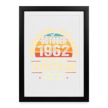 Rétro Octobre 1962 - birthday october 1962 - Affiche encadrée (27 × 37 cm) - noir - Devant
