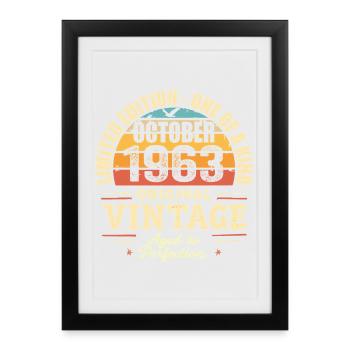 Rétro Octobre 1963 - birthday october 1963 - Affiche encadrée (27 × 37 cm) - noir - Devant