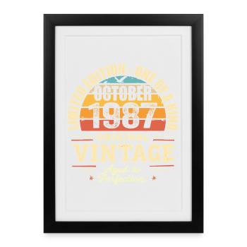 Rétro Octobre 1987 - birthday october 1987 - Affiche encadrée (27 × 37 cm) - noir - Devant