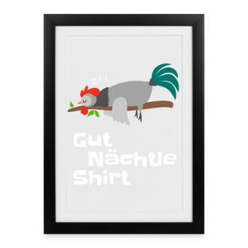 Good Night Shirt Rooster Design Pyjama Gift - Framed poster (27 × 37 cm) - black - Front