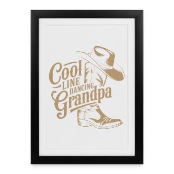 Danse en ligne décontractée de cow-boy avec grand-père qui dit - Affiche encadrée (27 × 37 cm) - noir - Devant