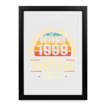 Rétro Octobre 1999 - birthday october 1999 - Affiche encadrée (27 × 37 cm) - noir - Devant