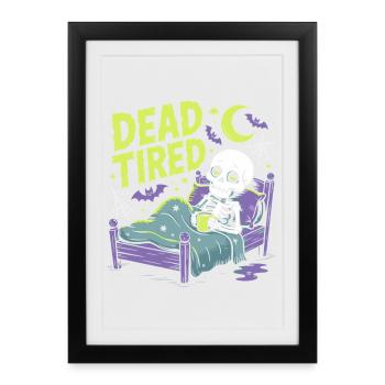 Grognements matinaux, grasse matinée, fatigué, repos - Affiche encadrée (27 × 37 cm) - noir - Devant