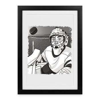 drôle de hockey gardien de but selfie hockey - Affiche encadrée (27 × 37 cm) - noir - Devant