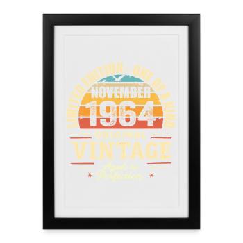 Novembre 1964 meilleur cadeau 1964 - novembre 1964 - Affiche encadrée (27 × 37 cm) - noir - Devant
