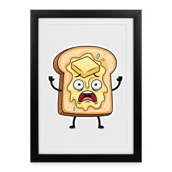 Toast au beurre qui fond - Affiche encadrée (27 × 37 cm) - noir - Devant