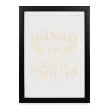 Legendär_seit_1991_Jahrgang_Geburtstag_Geschenk - Affiche encadrée (27 × 37 cm) - noir - Devant