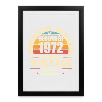 fête d anniversaire décembre 1972 - december 1972 - Affiche encadrée (27 × 37 cm) - noir - Devant