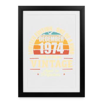 fête d anniversaire décembre 1974 - december 1974 - Affiche encadrée (27 × 37 cm) - noir - Devant