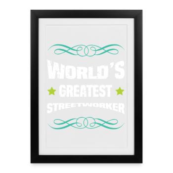 World's best road worker - Framed poster (27 × 37 cm) - black - Front