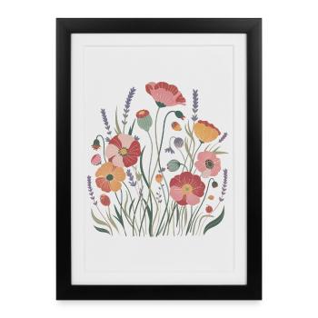 Fleurs sauvages bohèmes – Harmonie fleurie - Affiche encadrée (27 × 37 cm) - noir - Devant