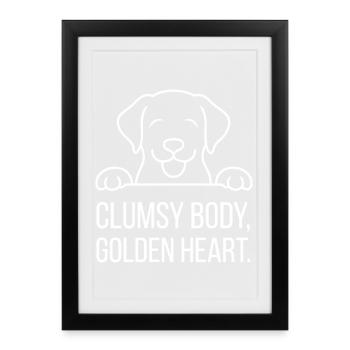 Tail wagging instead of stress – Labrador humor - Framed poster (27 × 37 cm) - black - Front